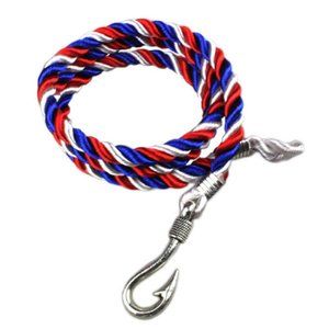 Fish Hook Entwined Cord Bracelet, Red White Blue
